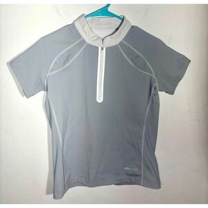 Calliope Golf Lady Player Polo Womens M Gray Bellevue CC 1/4 Zip Mesh Stretch